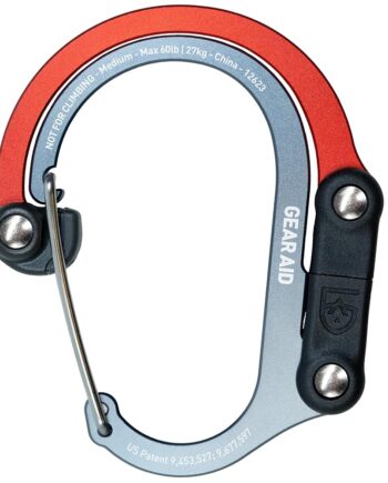 GEAR AID HEROCLIP Carabiner Gear Clip and Hook (Medium) for Camping, Backpack, and Garage Organization, Orange, 1 Pack