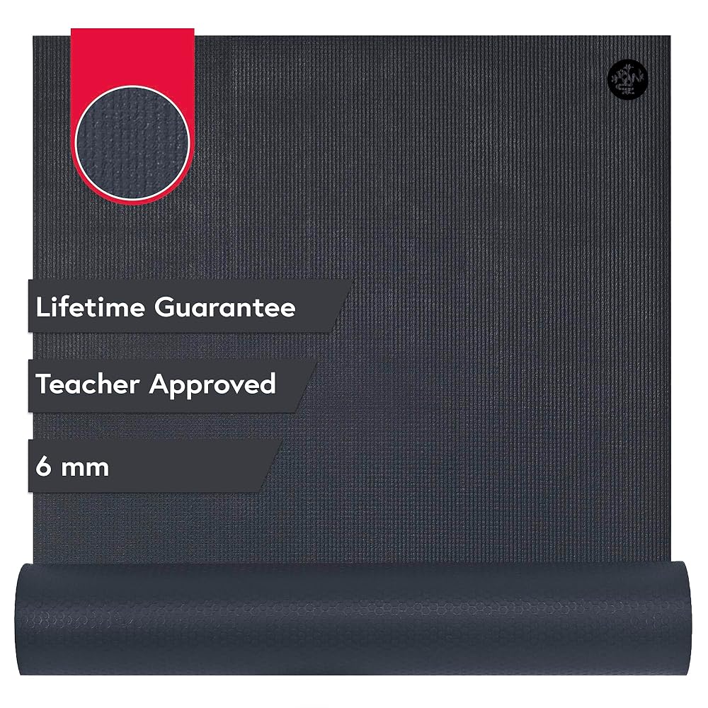 Manduka PRO Yoga Mat 71" - 6mm Lifetime Durability Hygienic Construction Premium Studio Quality Teacher Approved 71 x 26 inches Black Thunder