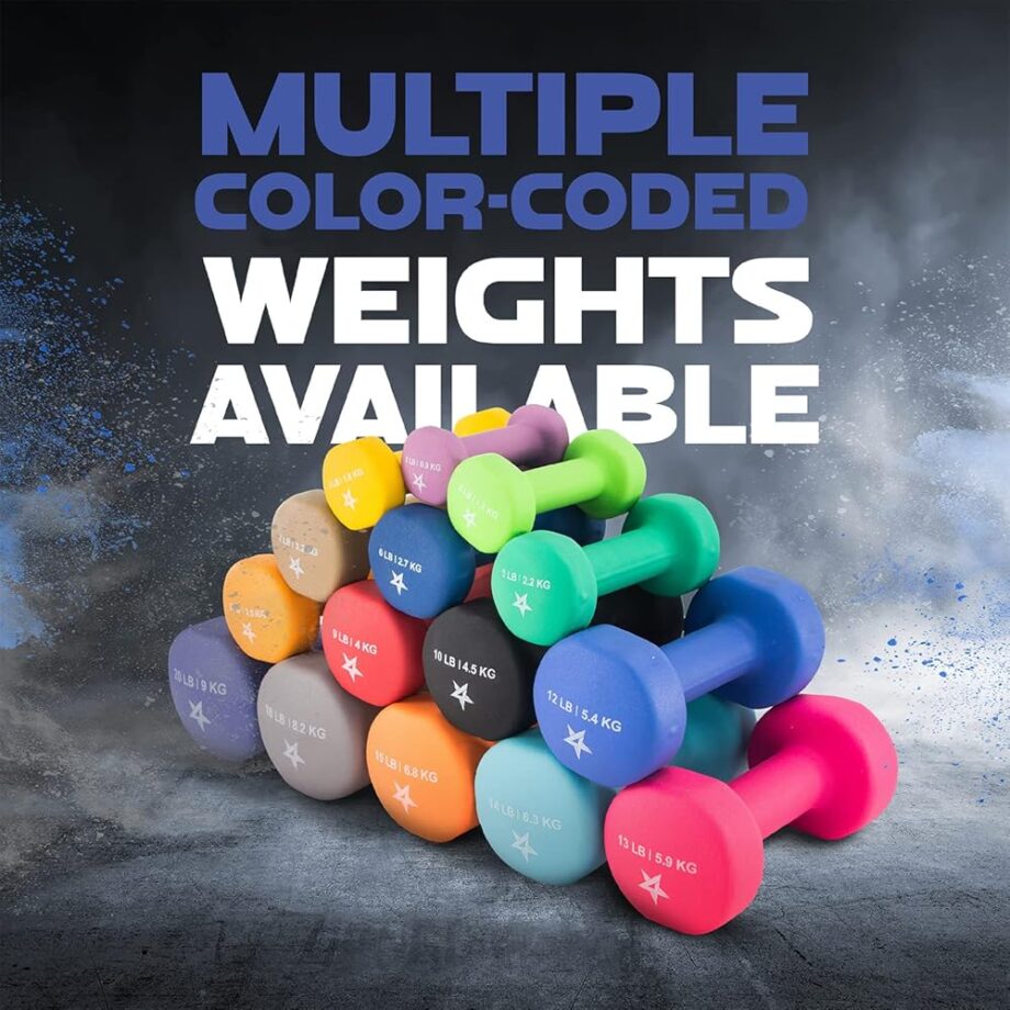 Yes4All 6 lbs Dumbbells Neoprene with Non Slip Grip – Great for Total Body Workout – Total Weight: 12 lbs (Set of 2)