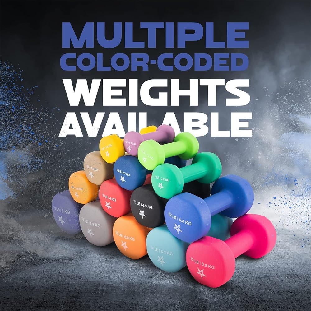 Yes4All 6 lbs Dumbbells Neoprene with Non Slip Grip – Great for Total Body Workout – Total Weight: 12 lbs (Set of 2)