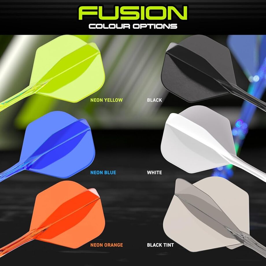 Winmau Darts Fusion Integrated Flight & Shaft System - No.2 Shape & Design - White Colour, Intermediate Length
