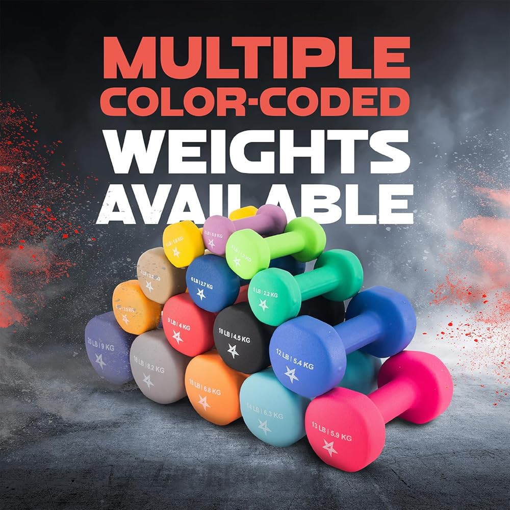 Yes4All 9 lbs Dumbbells Neoprene with Non Slip Grip – Great for Total Body Workout – Total Weight: 18 lbs (Set of 2)