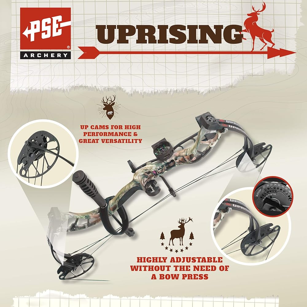PSE ARCHERY Uprising Compound Bow-Set-Hunting Bow and Arrow - Right Hand - Black - 27-50