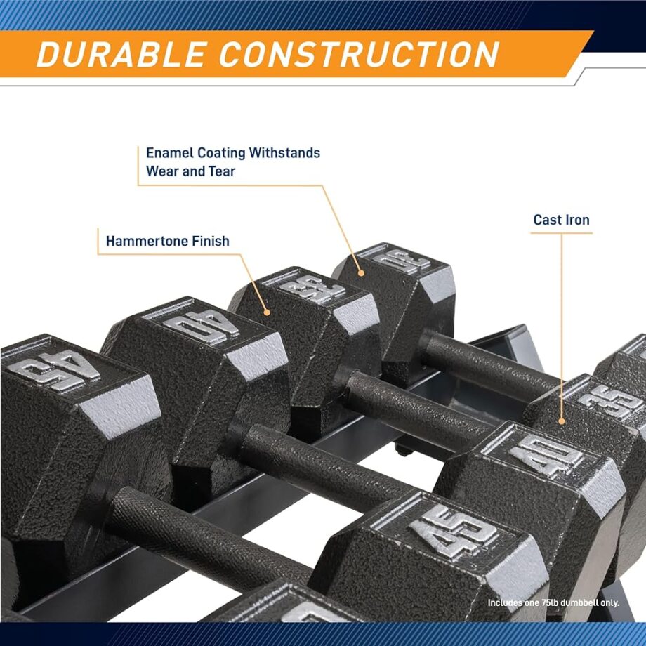 Marcy 75lb Cast Iron Hex Dumbbell, Single, IV-2075