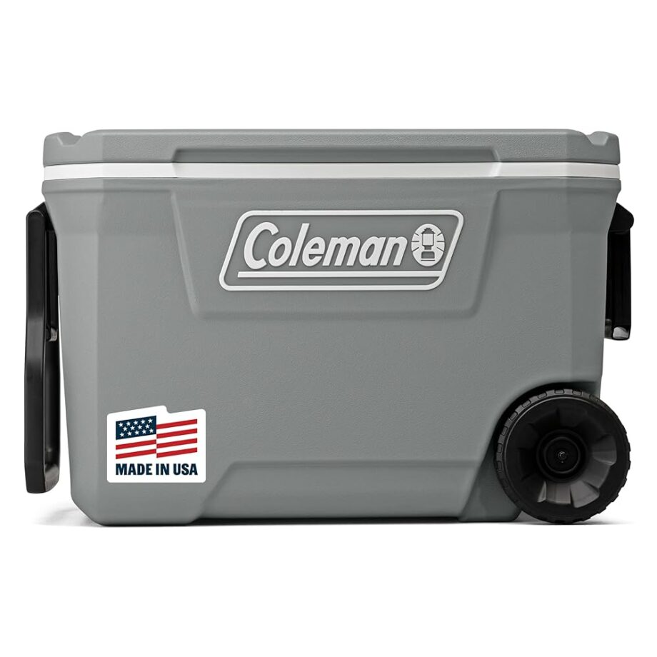 Coleman Classic Series Insulated Portable Rolling Cooler with Wheels, Leak-Resistant Outdoor Hard Cooler Keeps Ice up to 5 Days, 62-Quart