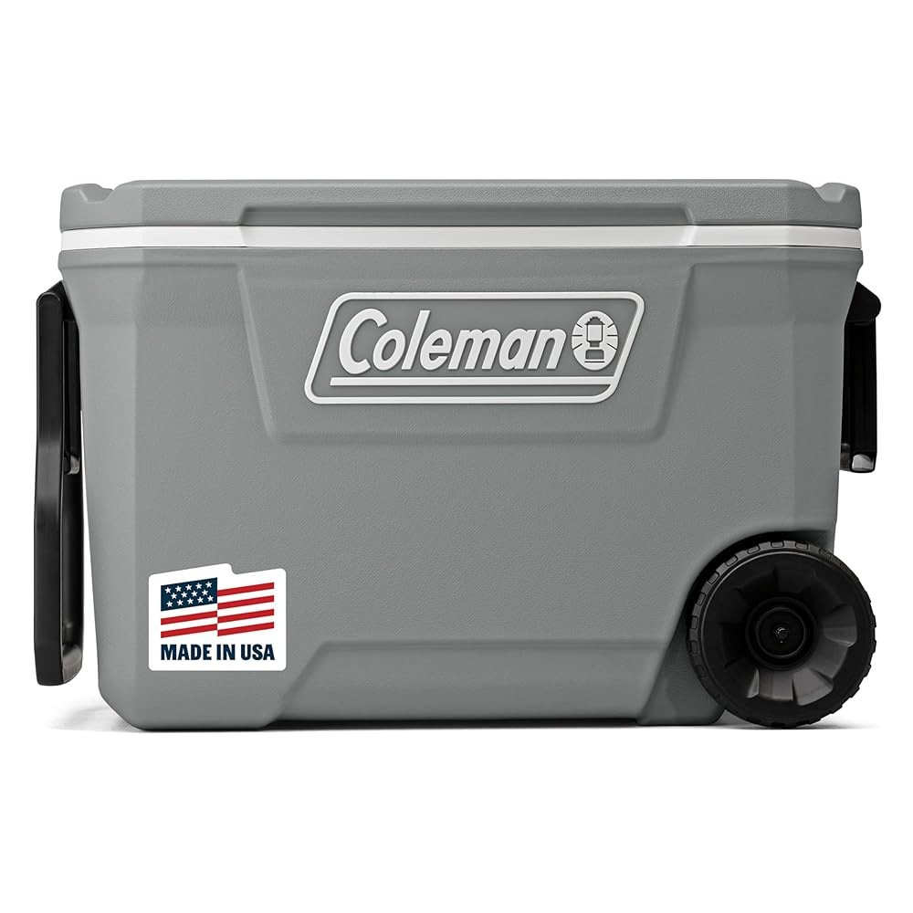 Coleman Classic Series Insulated Portable Rolling Cooler with Wheels, Leak-Resistant Outdoor Hard Cooler Keeps Ice up to 5 Days, 62-Quart