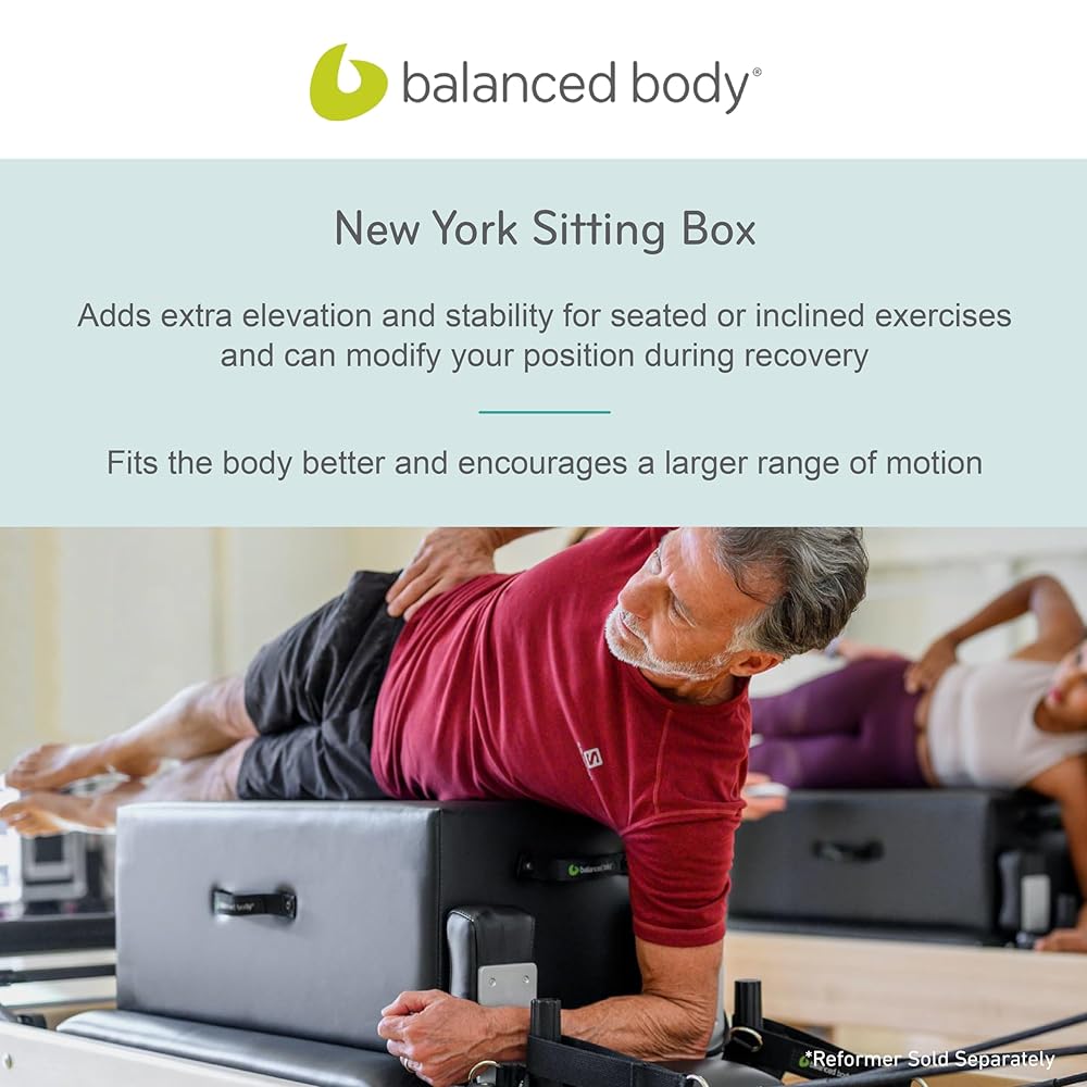 Balanced Body New York Sitting Box for Pilates Reformer, Pilates Equipment for Home Workouts and Professional Studio Use, Fits All Balanced Body Wood Reformers and Metro IQ Reformers