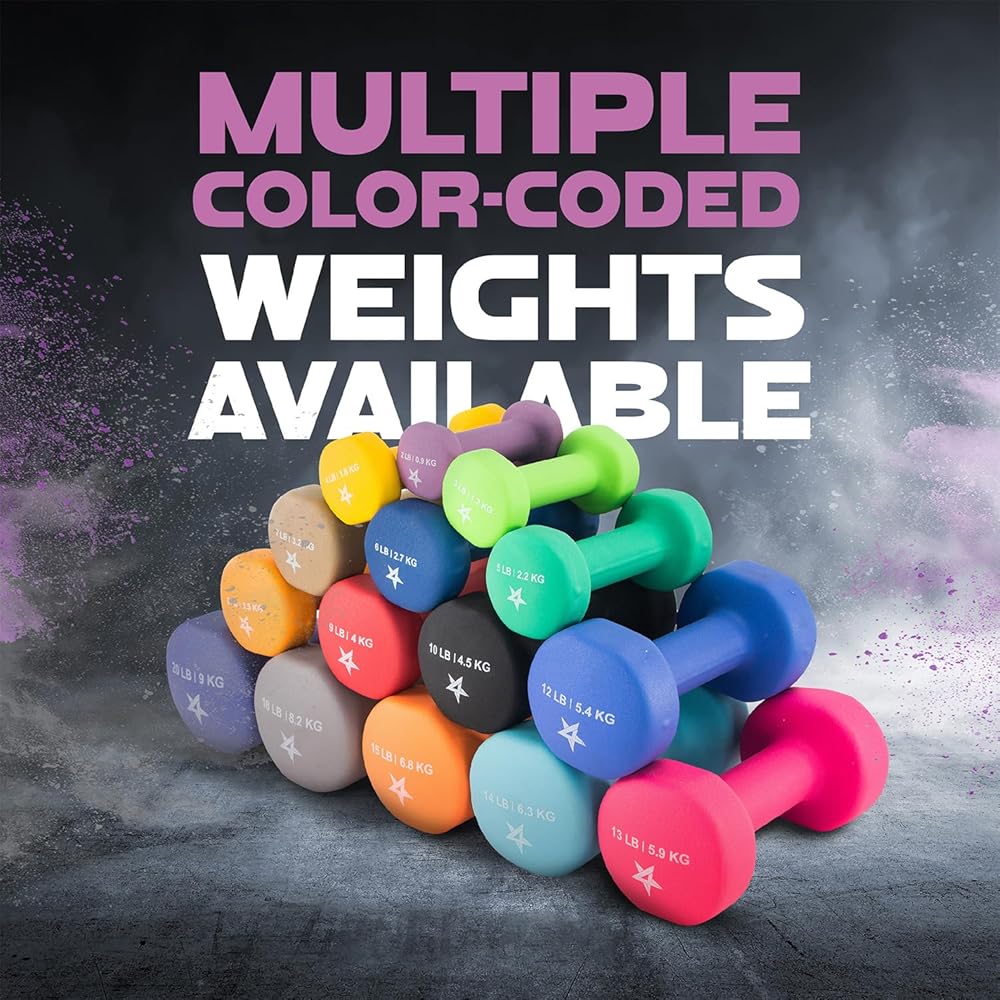 Yes4All Exercise amp Fitness Ibs Yes4All Non Slip Hexagon 2lbs Neoprene Dumbbell Set for Muscle Toning Stren, A-Purple-2 lbs , 2 Pair US