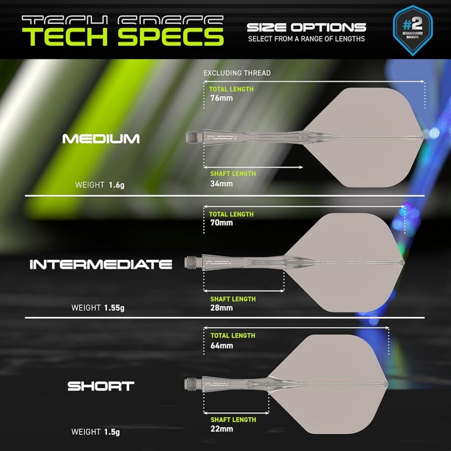 Winmau Darts Fusion Integrated Flight & Shaft System - No.2 Shape & Design - Grey Colour, Medium Length
