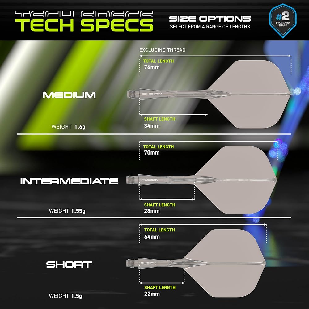 Winmau Darts Fusion Integrated Flight & Shaft System - No.2 Shape & Design - Grey Colour, Medium Length