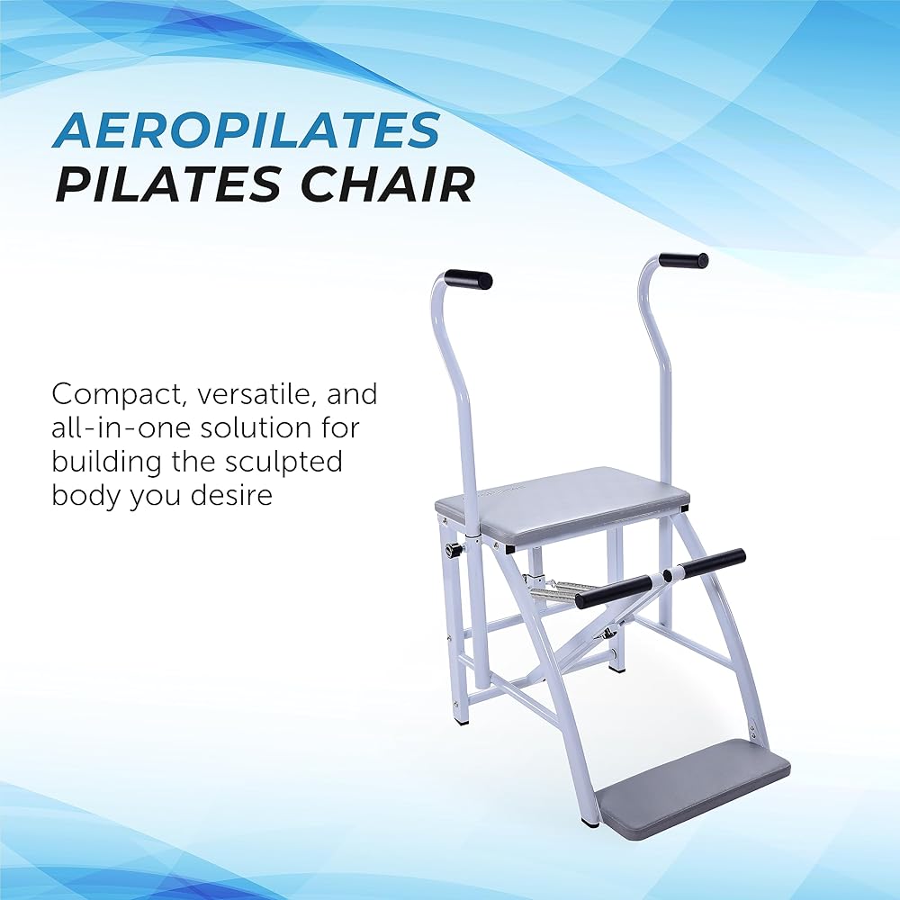 AeroPilates Precision Pilates Chair | 2 Online Expert-Guided Workouts Included | Stream from Any Device, Gray