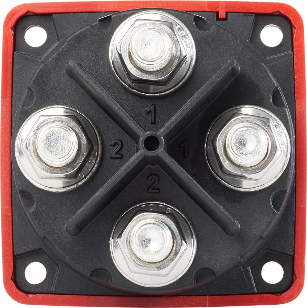 Blue Sea Systems 6010 m-Series Mini Battery Switch, 300A, 32V DC Dual Circuit, Red