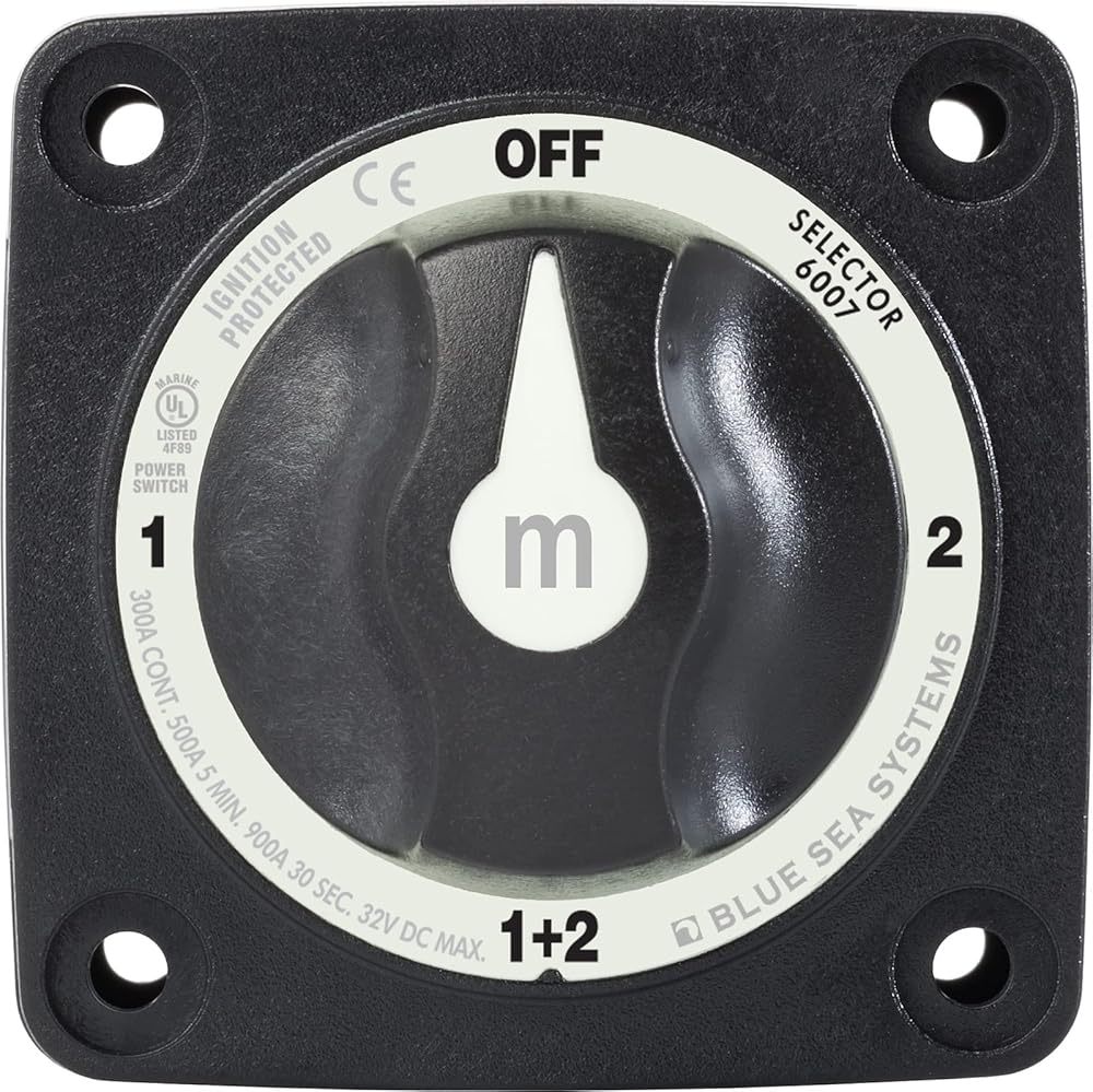 Blue Sea Systems 6007200 m-Series Battery Switch 4 Position Mini Selector Switch, Black