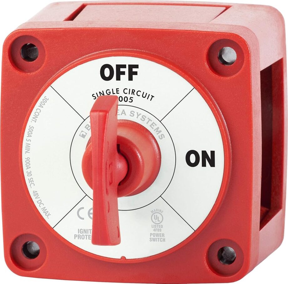 Blue Sea Systems 6005 m-Series ON/OFF Battery Isolator Switch with Locking Key, Red