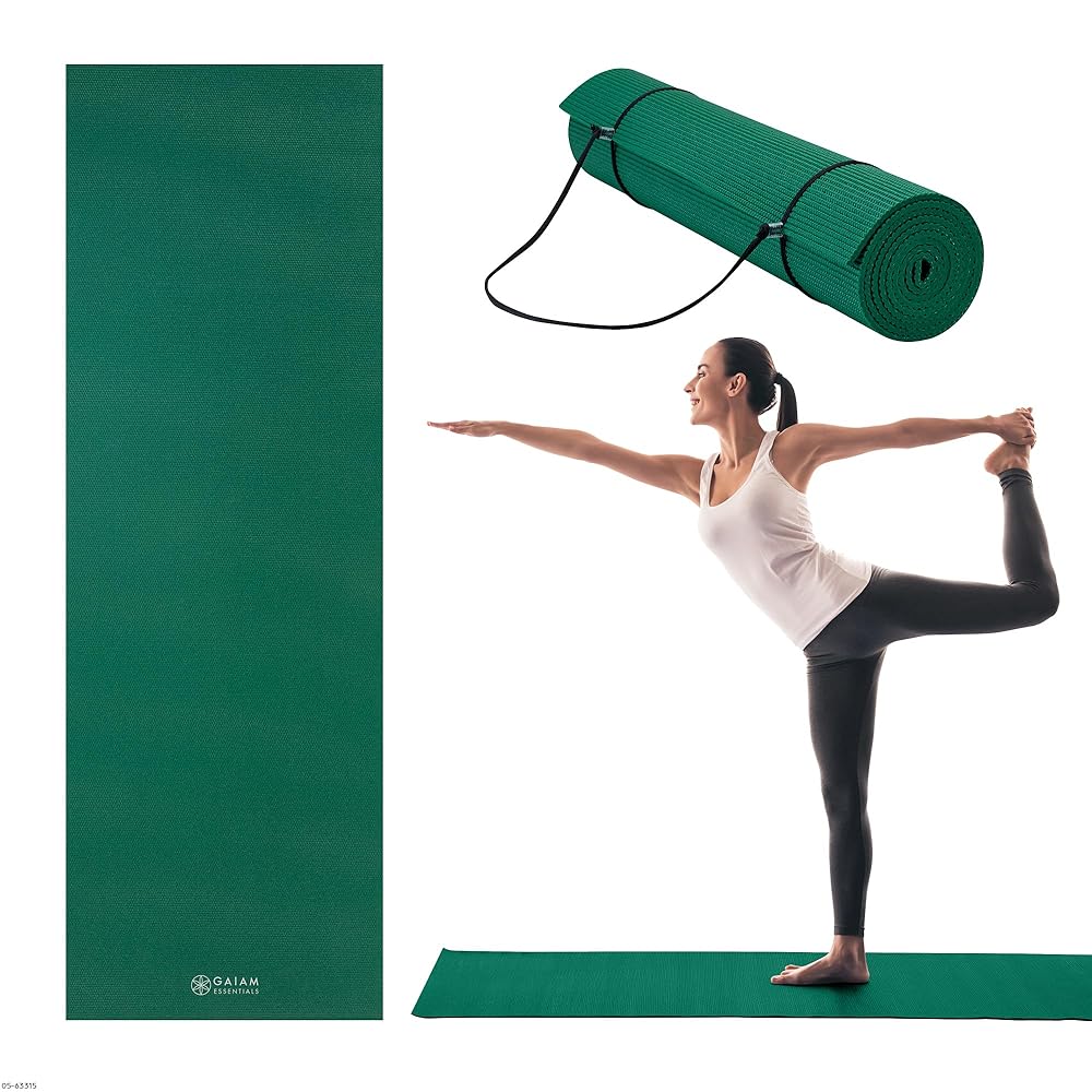 Gaiam Essentials Premium Yoga Mat With Carrier Sling (72 InchL X 24 InchW X 1/4 Inch Thick)