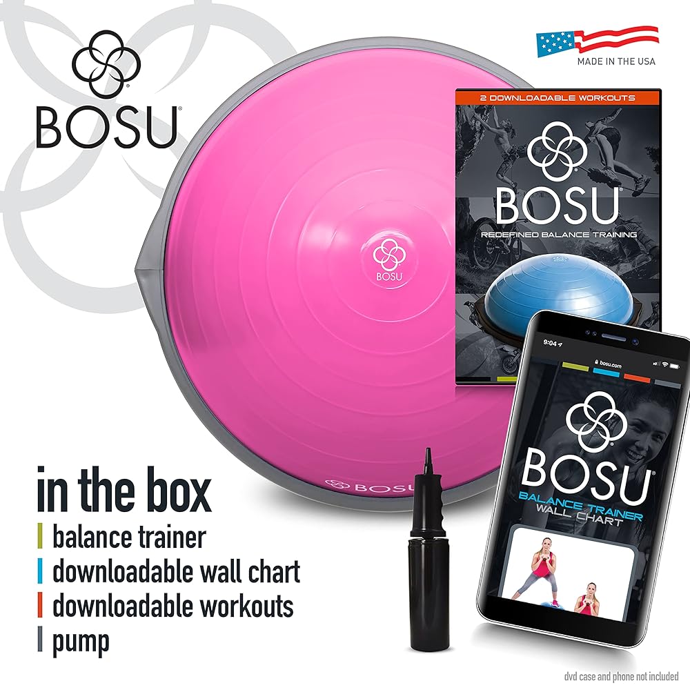 Bosu 72-10850 Home Gym Equipment The Original Balance Trainer 65 cm Diameter, Pink and Gray