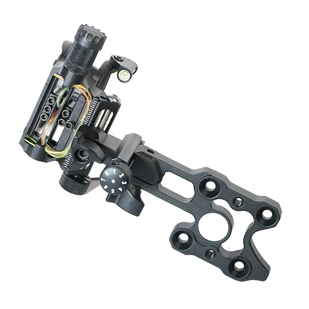 Southland Archery Supply SAS Tool-Less Micro Adjust Detachable Bracket with Adjustable Brightness LED Sight Light (Black, 5-Pin)