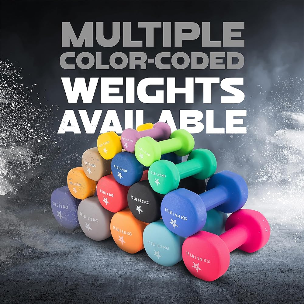 Yes4All Non-Slip Neoprene Coated Dumbbells Hand Weight Sets of 2–18 LB Neoprene Dumbbell Set for Muscle Toning, Strength Building for Women at Home (Gray - Pair)