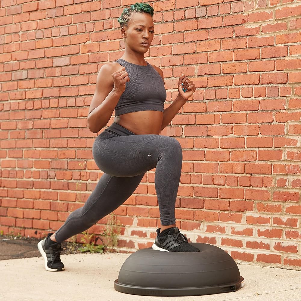 BOSU Pro Balance Trainer, Half-Ball Training Equipment, 65 cm Diameter, 350 lb Capacity - Burst-Resistant Stability Exercise Tool w/ Non-Slip Base, Includes Hand Pump, Commercial-Grade