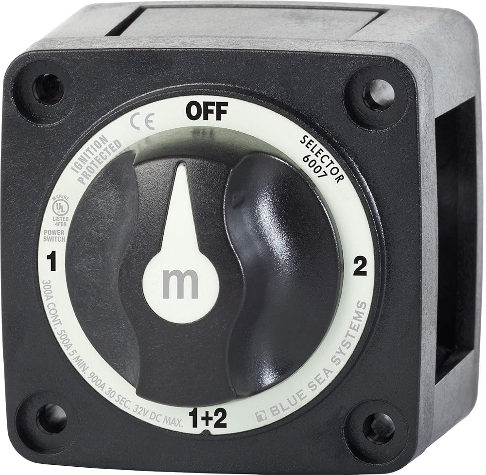 Blue Sea Systems 6007200 m-Series Battery Switch 4 Position Mini Selector Switch, Black