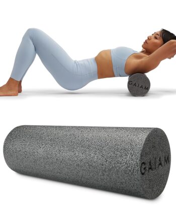 Gaiam Restore Foam Roller for Muscle Massage - 18" Short Foam Roller, Deep Tissue Muscle Massager for Sore Muscles & Stimulation - Total Body Pain Relief, Back, Neck, Foot, Calf, Leg, Arm - Grey