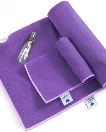 IUGA Yoga Towel for Hot Yoga Non Slip Extra Thick Yoga Mat Towel + Hand Towel 2in1 Set with Corner Pockets Super Absorbent and Quick Dry Hot Yoga Towel