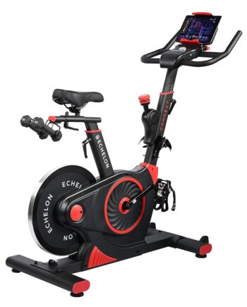 Echelon Smart Connect Fitness Bike, 30-Day Free Echelon Membership, Easy Storage, Small Spaces, Cushioned Seat, Solid Design, HIIT, Top Instructors, 32 Resistance Levels, Bluetooth, EX3-Red
