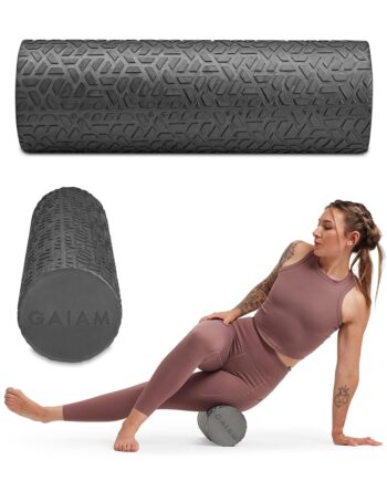 Gaiam Restore Foam Roller for Muscle Massage - Textured Muscle Massager for Stimulation, Total Body Pain Relief for Back, Neck, Foot, Calf, Leg, Arm - Deep Tissue Massager for Sore Muscles (18 Inches)