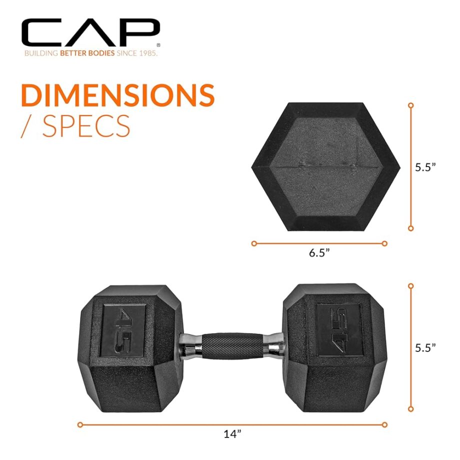 CAP Barbell 45 LB Coated Hex Dumbbell Weight Pair with Padded Grip