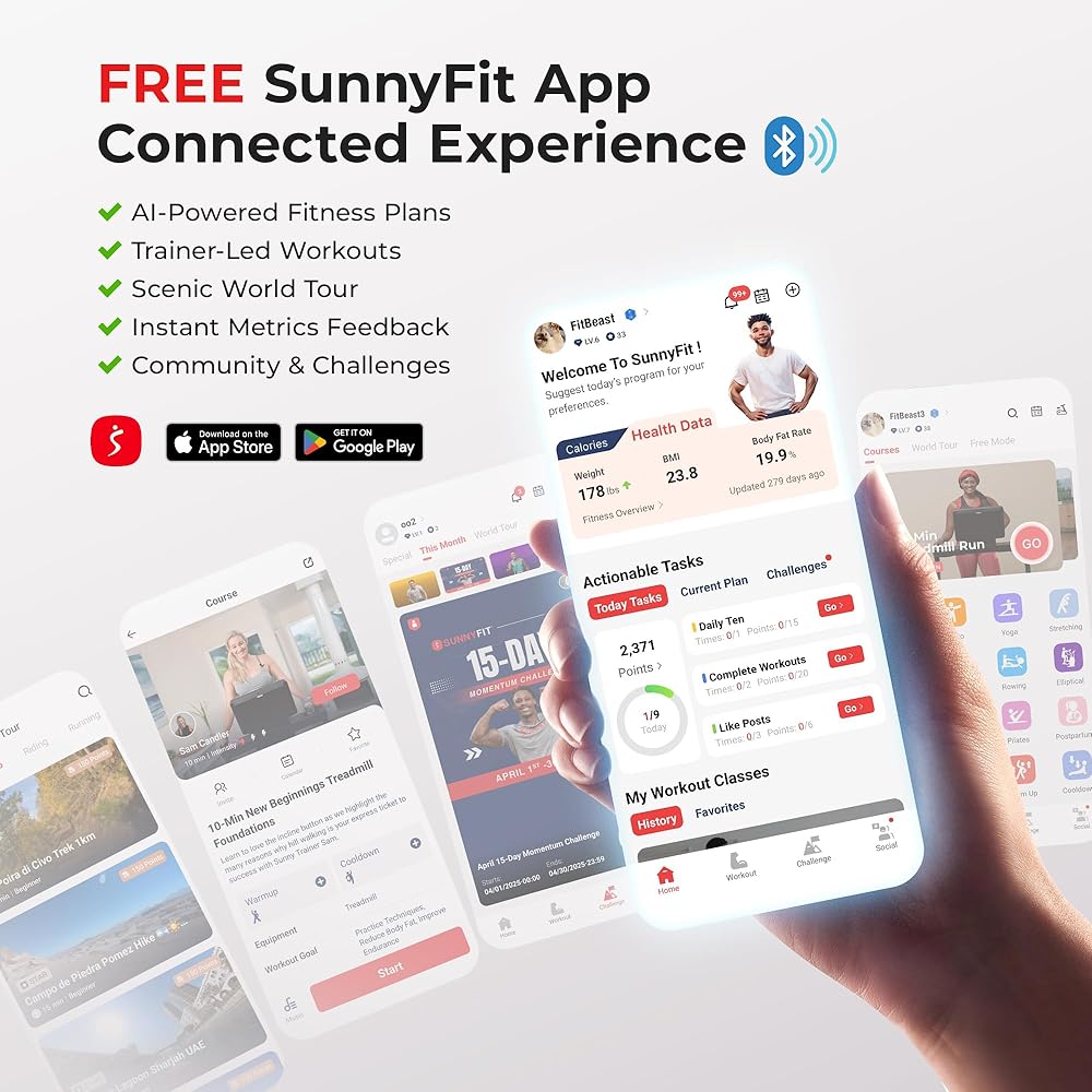 Sunny Health & Fitness Smart Motorized Mini Exercise Bike, Dual Function Portable Under-Desk Pedal Trainer for Low-Impact Cardio Home Workout, Free SunnyFit App Connection – SF-B024041