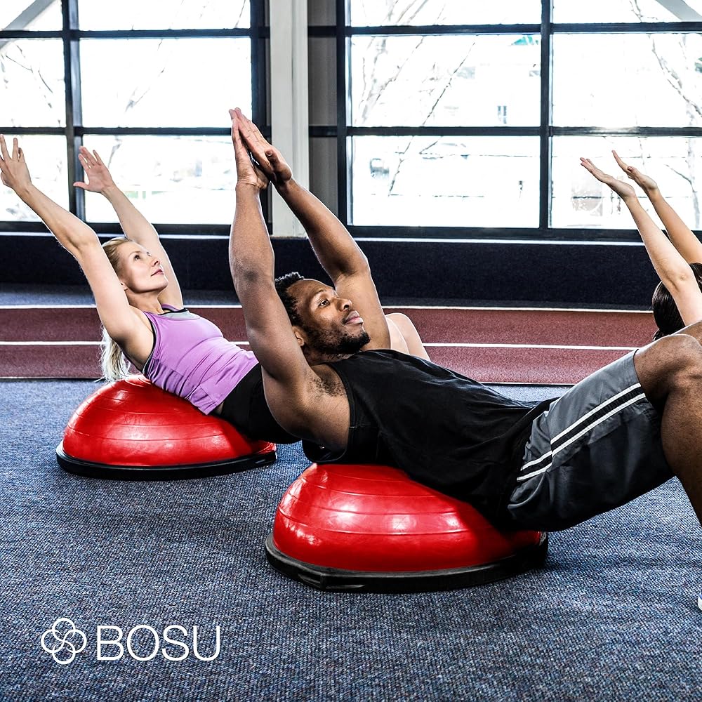Bosu 72 10850 Home Gym Equipment The Original Balance Trainer for Physical Exercise, Rehab, Large Balance Ball 65 Centimeter Diameter, Red and Black