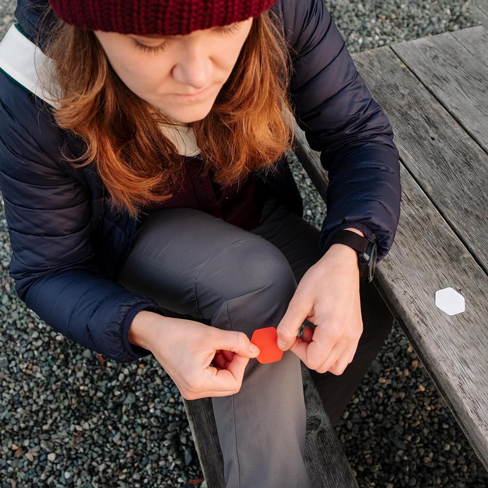 GEAR AID Tenacious Tape Hex 2.5” and 1.5” Shapes, Micro-Ripstop Outdoor Fabric Repair Patches, Peel-and-Stick to Fix Holes and Burns in Down Jackets, Rain Gear, Tents, Tarps, Orange, 8 Patches
