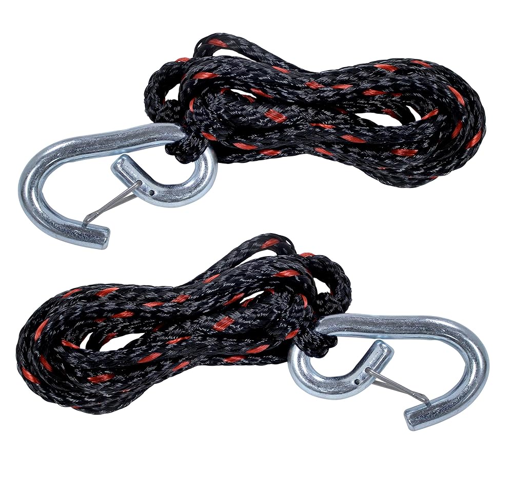 AIRHEAD AHDL-4 Bungee Dockline 4 Feet, Black/Blue/Red & Extreme Max 3006.6634 PWC 7' Dock Line with Zinc-Plated Snap Hook - Value 2-Pack