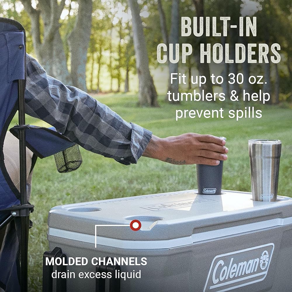 Coleman Classic Series Insulated Portable Rolling Cooler with Wheels, Leak-Resistant Outdoor Hard Cooler Keeps Ice up to 5 Days, 62-Quart