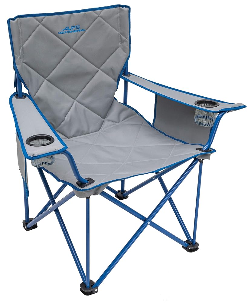 ALPS Mountaineering King Kong Camping Chairs for Adults with Mesh Cup Holders and Pockets, Built Durable and Reliable with Compact Foldable Steel Frame, Light Gray
