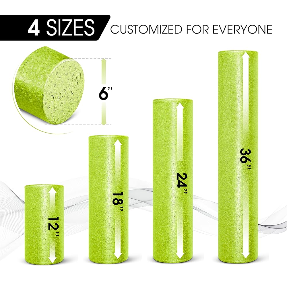 Yes4All High Density Foam Roller for Back, Variety of Sizes & Colors for Yoga, Pilates - Lime - 18 Inches