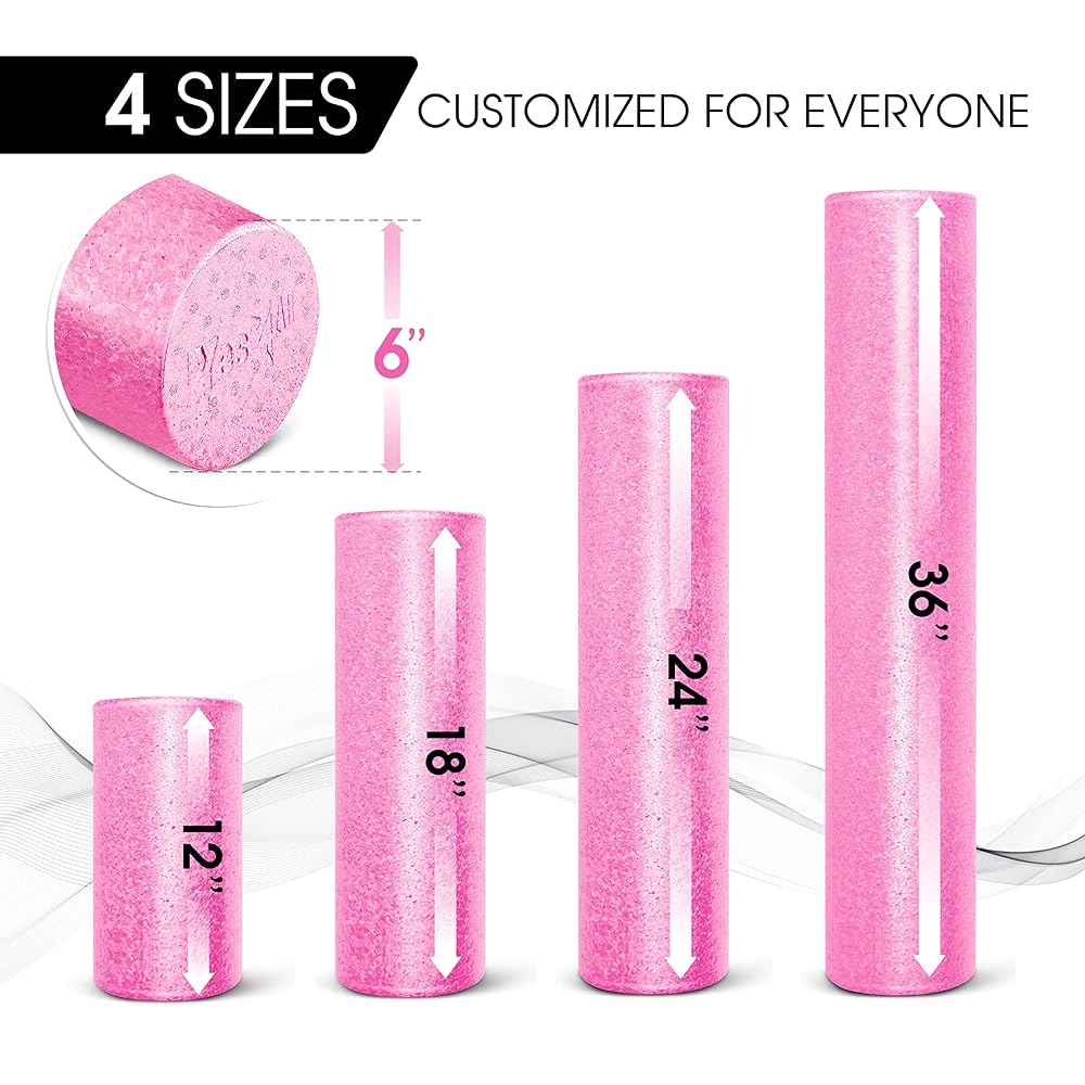 Yes4All High Density Foam Roller for Back, Variety of Sizes & Colors for Yoga, Pilates - Fuschia Rose - 12 Inches