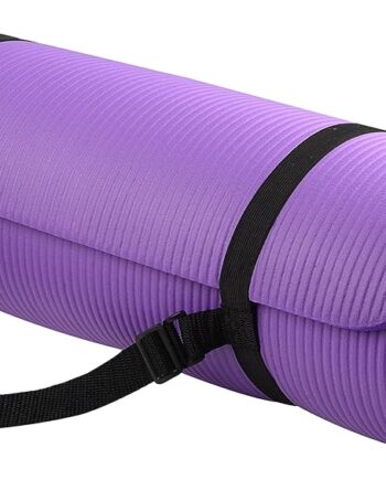 BalanceFrom All-Purpose 1/2-Inch Extra Thick High Density Anti-Tear Exercise Yoga Mat with Carrying Strap and Yoga Blocks Purple