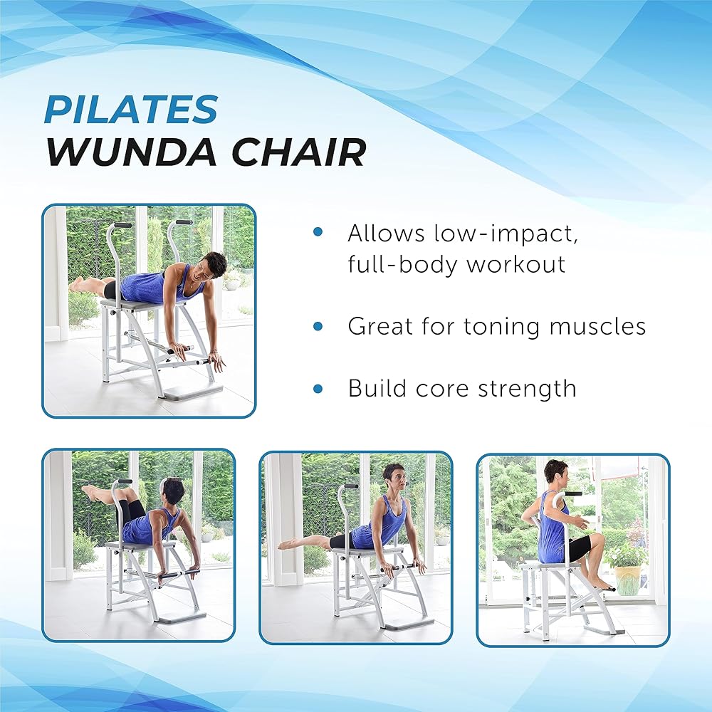 AeroPilates Precision Pilates Chair | 2 Online Expert-Guided Workouts Included | Stream from Any Device, Gray