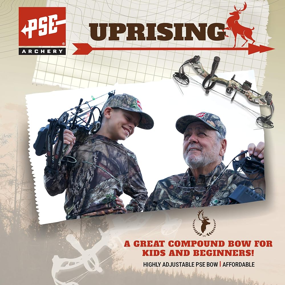PSE ARCHERY Uprising Compound Bow-Set-Hunting Bow and Arrow - Right Hand - Black - 27-50