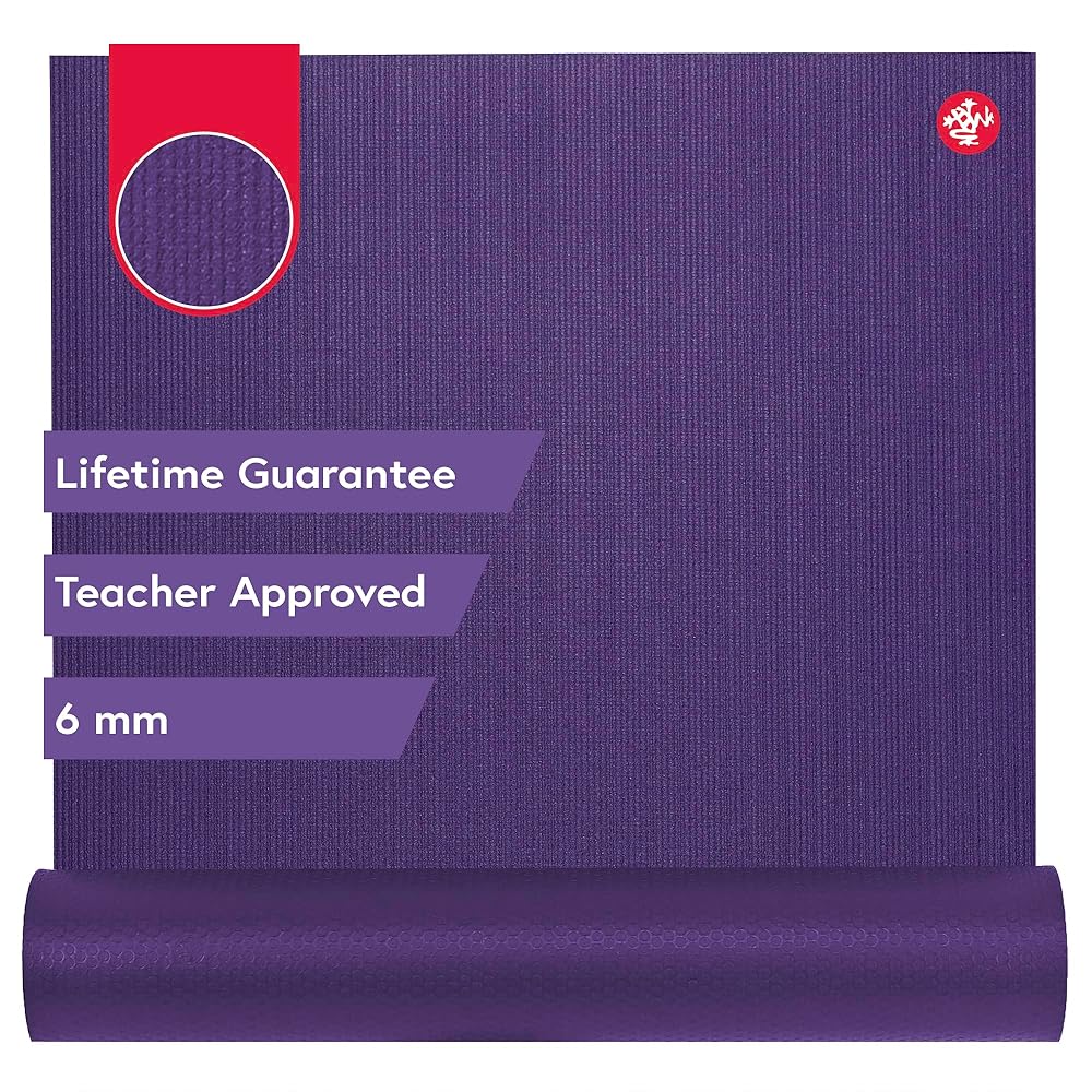 Manduka PRO Yoga Mat – Premium 6mm Thick Mat, High Performance Grip, Support and Stability in Yoga, Pilates, Gym, FitnessStandard, 71 Inches, Purple Color