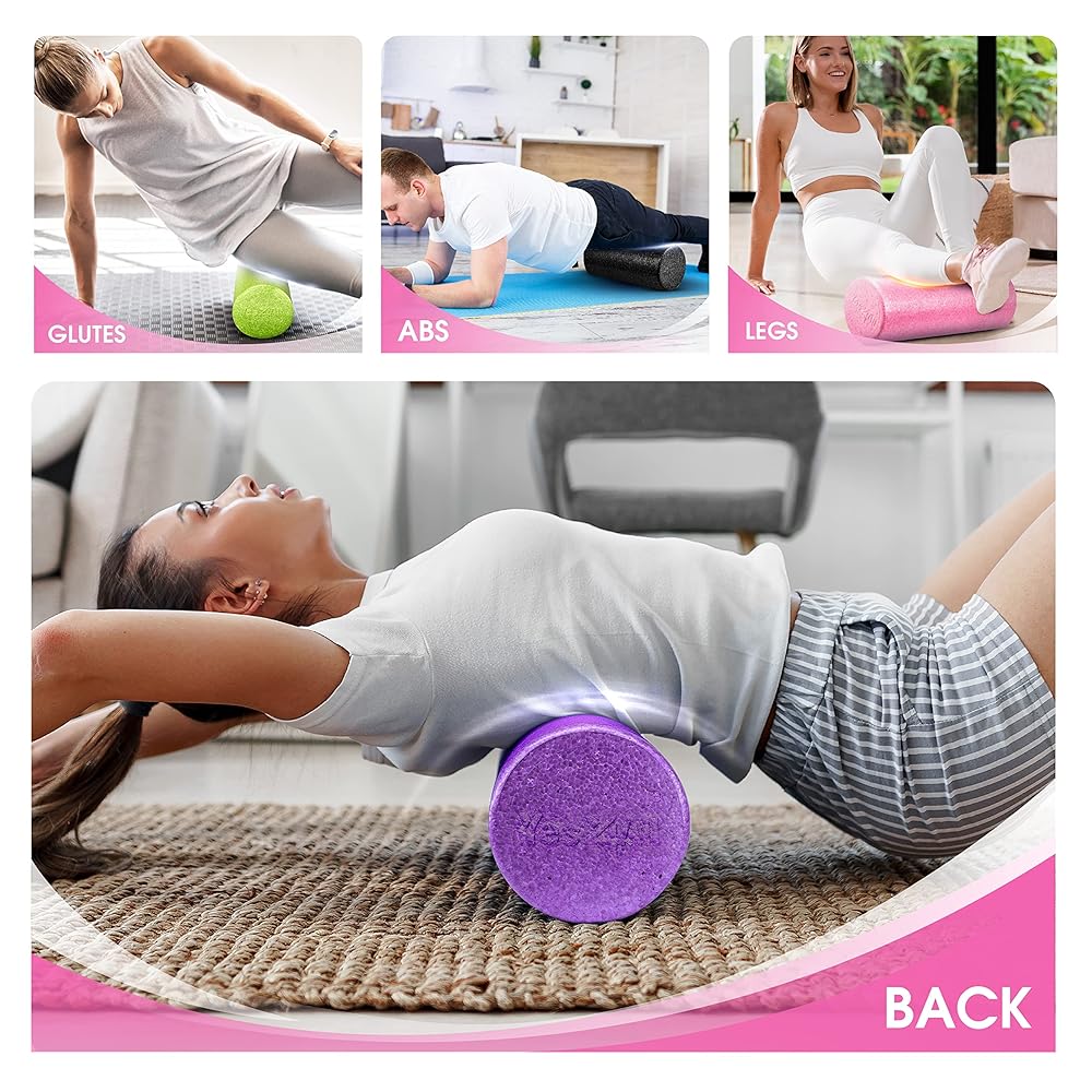Yes4All High Density Foam Roller for Back, Variety of Sizes & Colors for Yoga, Pilates - Fuschia Rose - 12 Inches