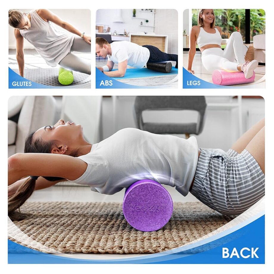 Yes4All High Density Foam Roller for Back, Variety of Sizes & Colors for Yoga, Pilates – Blue - 18 inch